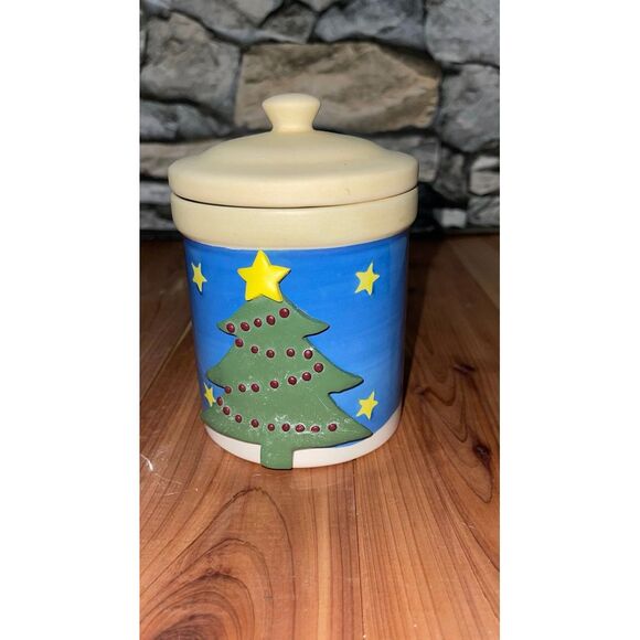 Vintage Mikasa "Merry Season" Christmas Canister Cookie Jar - Picture 1 of 7